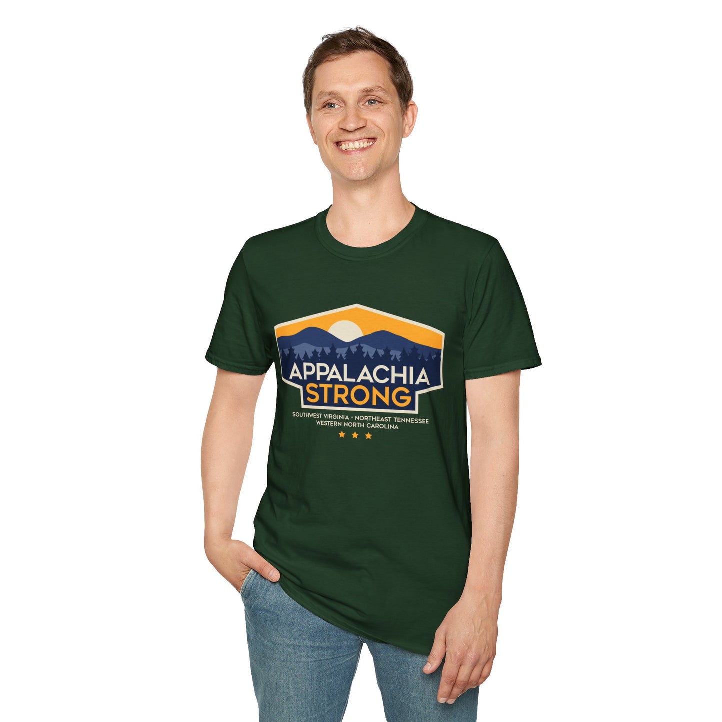 Appalachia Strong Unisex Softstyle T-Shirt (Lighter outlined logo)