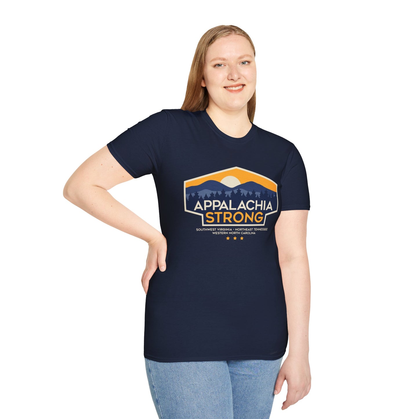Appalachia Strong Unisex Softstyle T-Shirt (Lighter outlined logo)