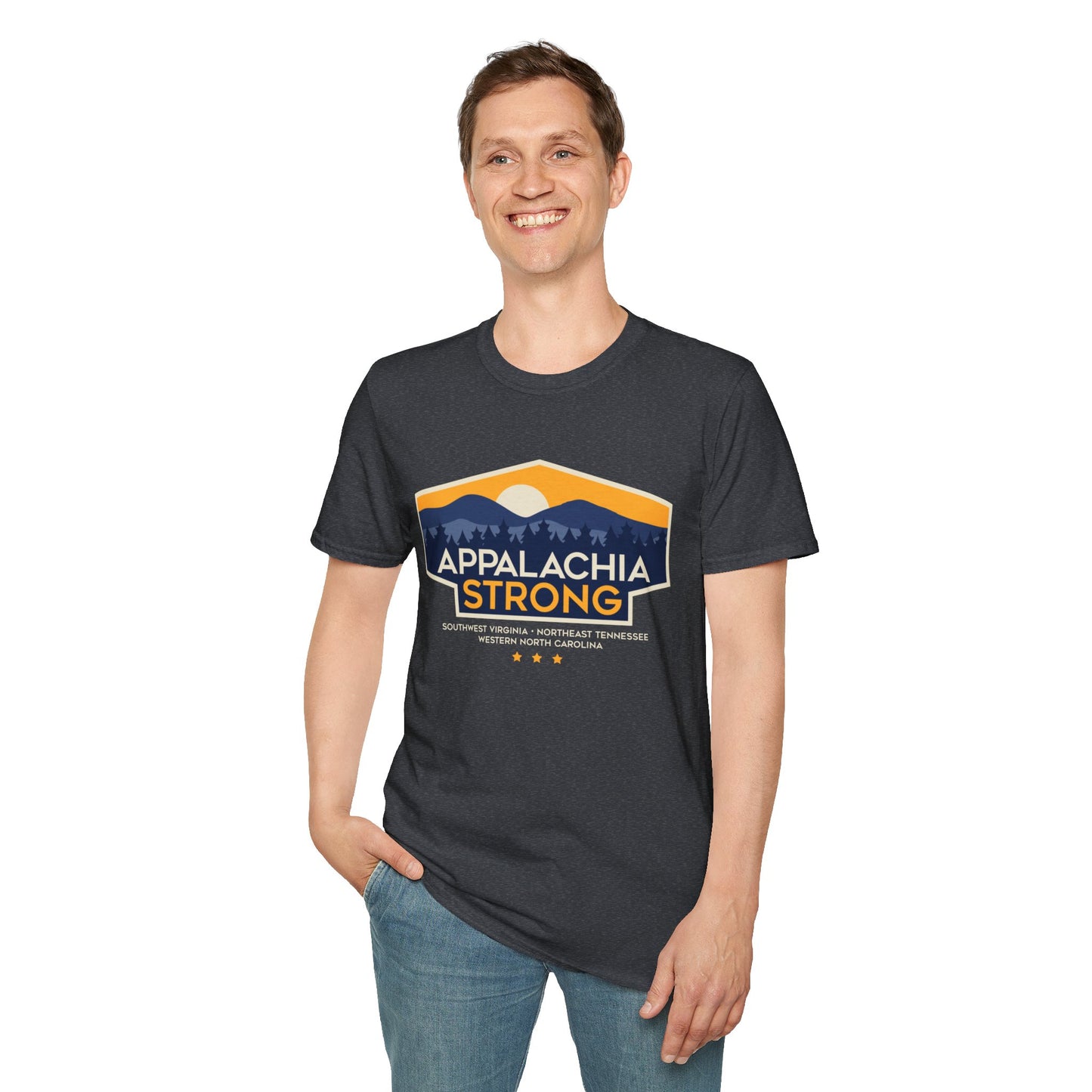 Appalachia Strong Unisex Softstyle T-Shirt (Lighter outlined logo)