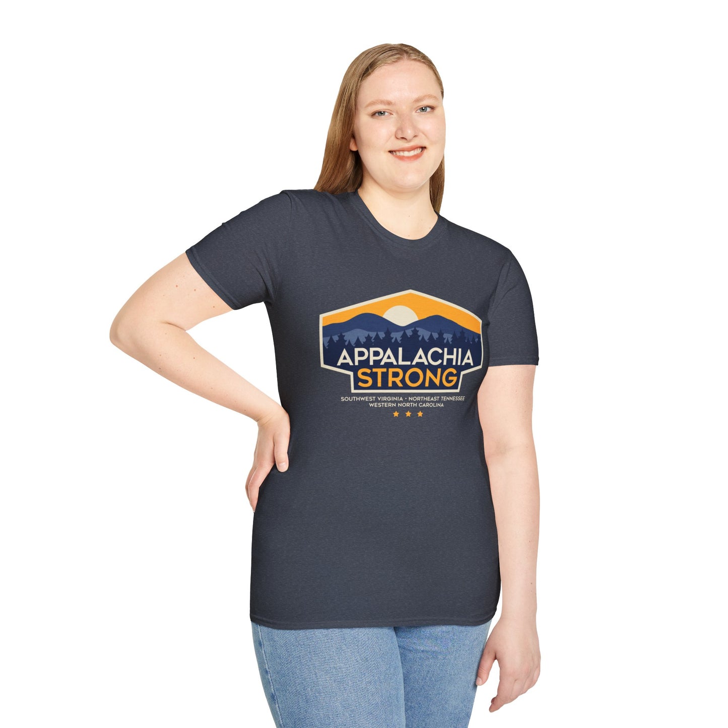 Appalachia Strong Unisex Softstyle T-Shirt (Lighter outlined logo)