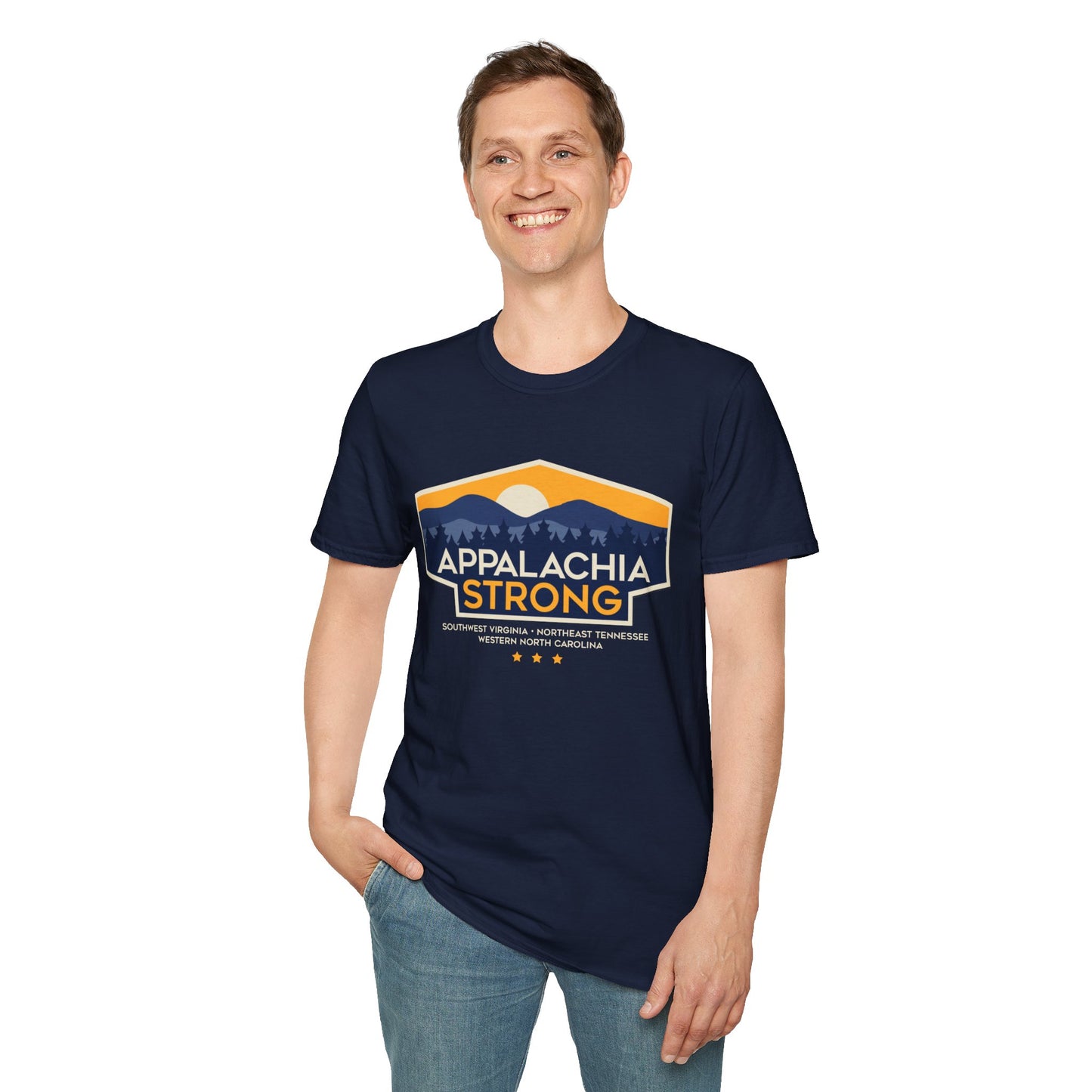 Appalachia Strong Unisex Softstyle T-Shirt (Lighter outlined logo)