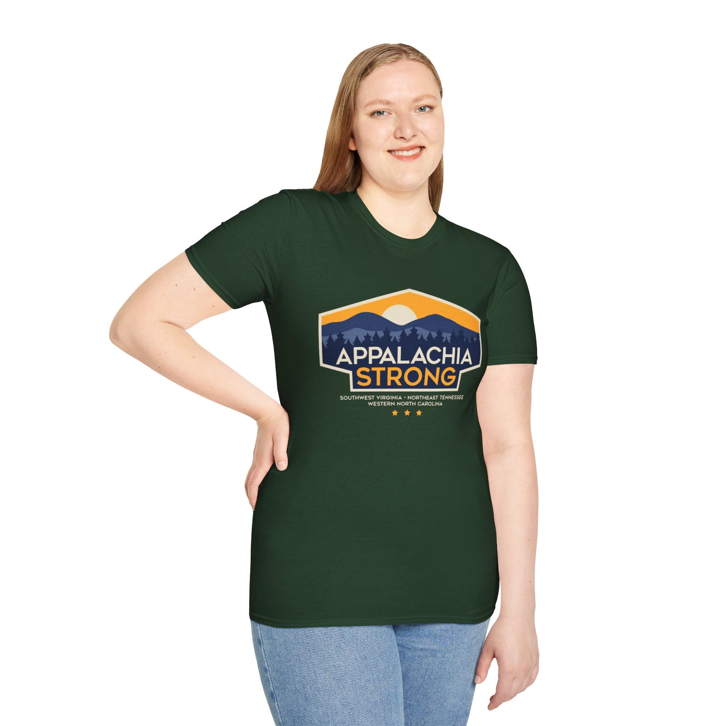 Appalachia Strong Unisex Softstyle T-Shirt (Lighter outlined logo)