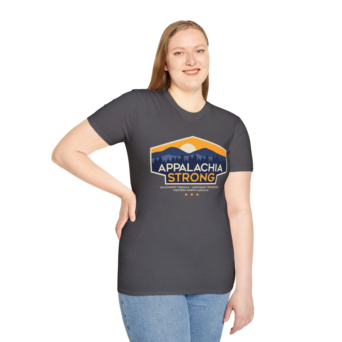 Appalachia Strong Unisex Softstyle T-Shirt (Lighter outlined logo)