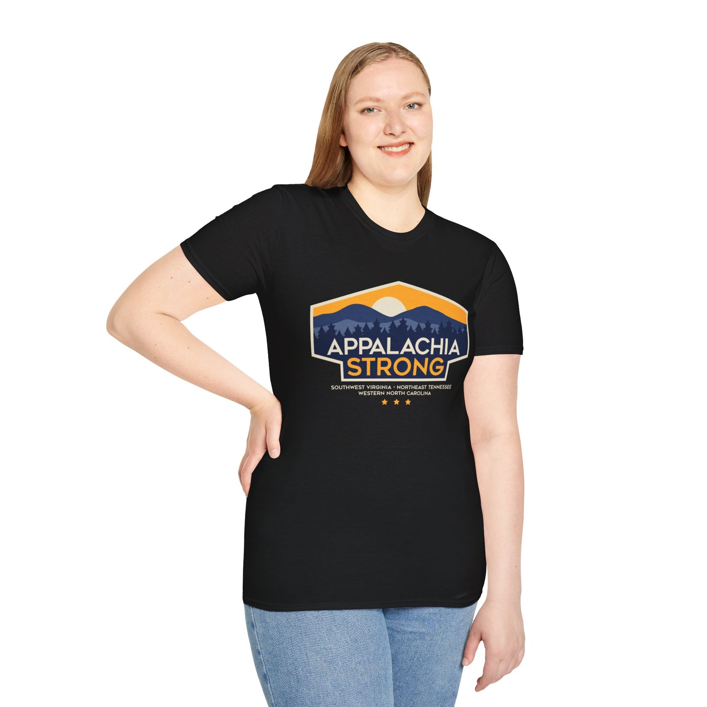 Appalachia Strong Unisex Softstyle T-Shirt (Lighter outlined logo)