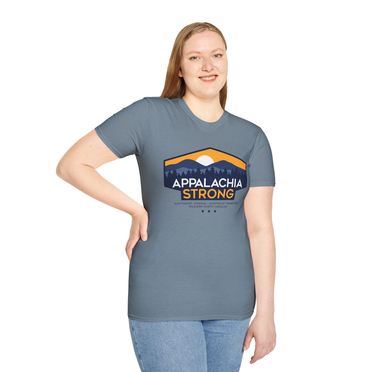 Appalachia Strong Unisex Softstyle T-Shirt (Logo w/ Dark Outlines)