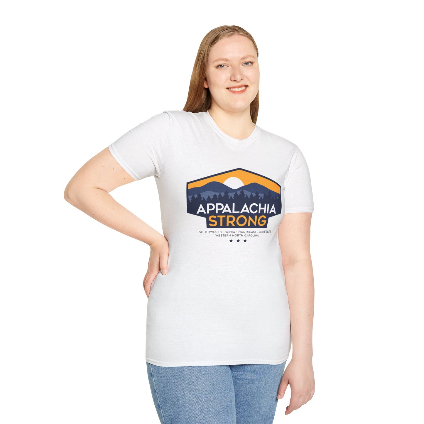 Appalachia Strong Unisex Softstyle T-Shirt (Logo w/ Dark Outlines)
